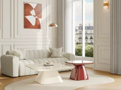 Mesa De Centro|Vente-unique Conjunto de 2 mesas de centro em MDF - e bordeaux lacado - NATAZA Creme
