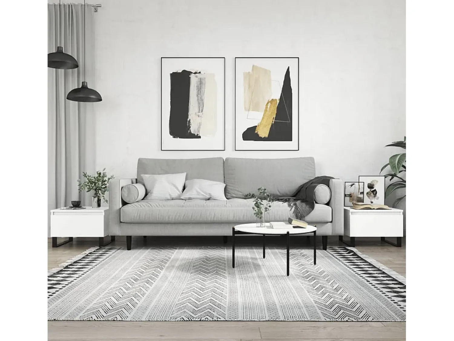 Mesa De Centro| Conjunto de 2 Mesas de Centro | Mesa de apoio | Mesa de café 50x46x35 cm derivados de madeira Branco