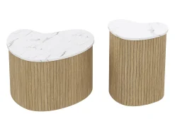 Mesa De Centro*ModernLuxe Conjunto de 2 mesas de centro modernas - textura de mármore - aspecto de madeira - Design irregular - MDF - Natural Natural claro