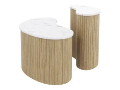 Mesa De Centro*ModernLuxe Conjunto de 2 mesas de centro modernas - textura de mármore - aspecto de madeira - Design irregular - MDF - Natural Natural claro