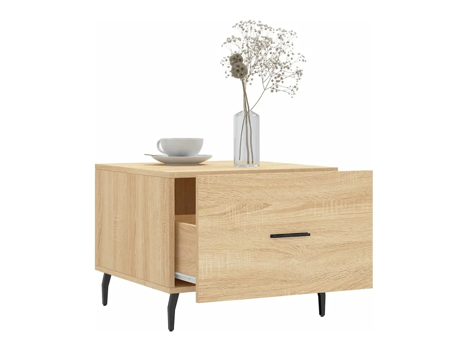 Mesa De Centro* Conjunto de 2 Mesas de Centro | Mesa de apoio | Mesa de café 50x50x40cm deriv. madeira carvalho sonoma Castanho