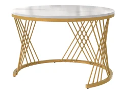 Mesa De Centro*ModernLuxe Conjunto de 2 mesas de centro encaixáveis ​​​​- tampo efeito mármore - Branco