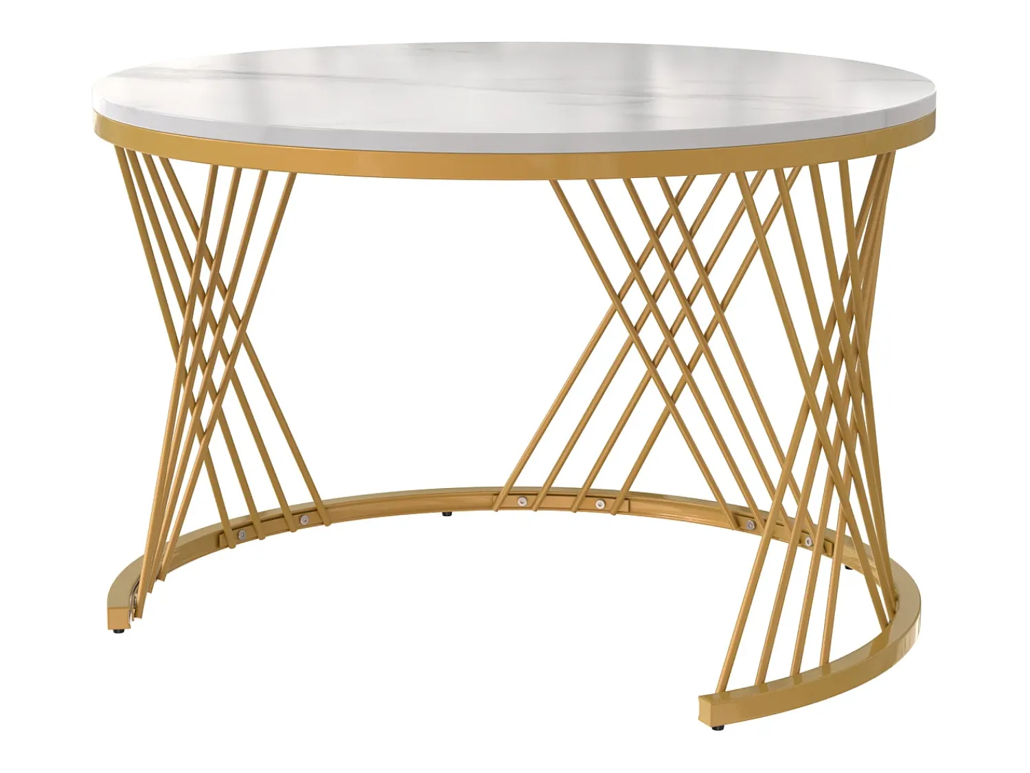 Mesa De Centro*ModernLuxe Conjunto de 2 mesas de centro encaixáveis - tampo efeito mármore - Branco