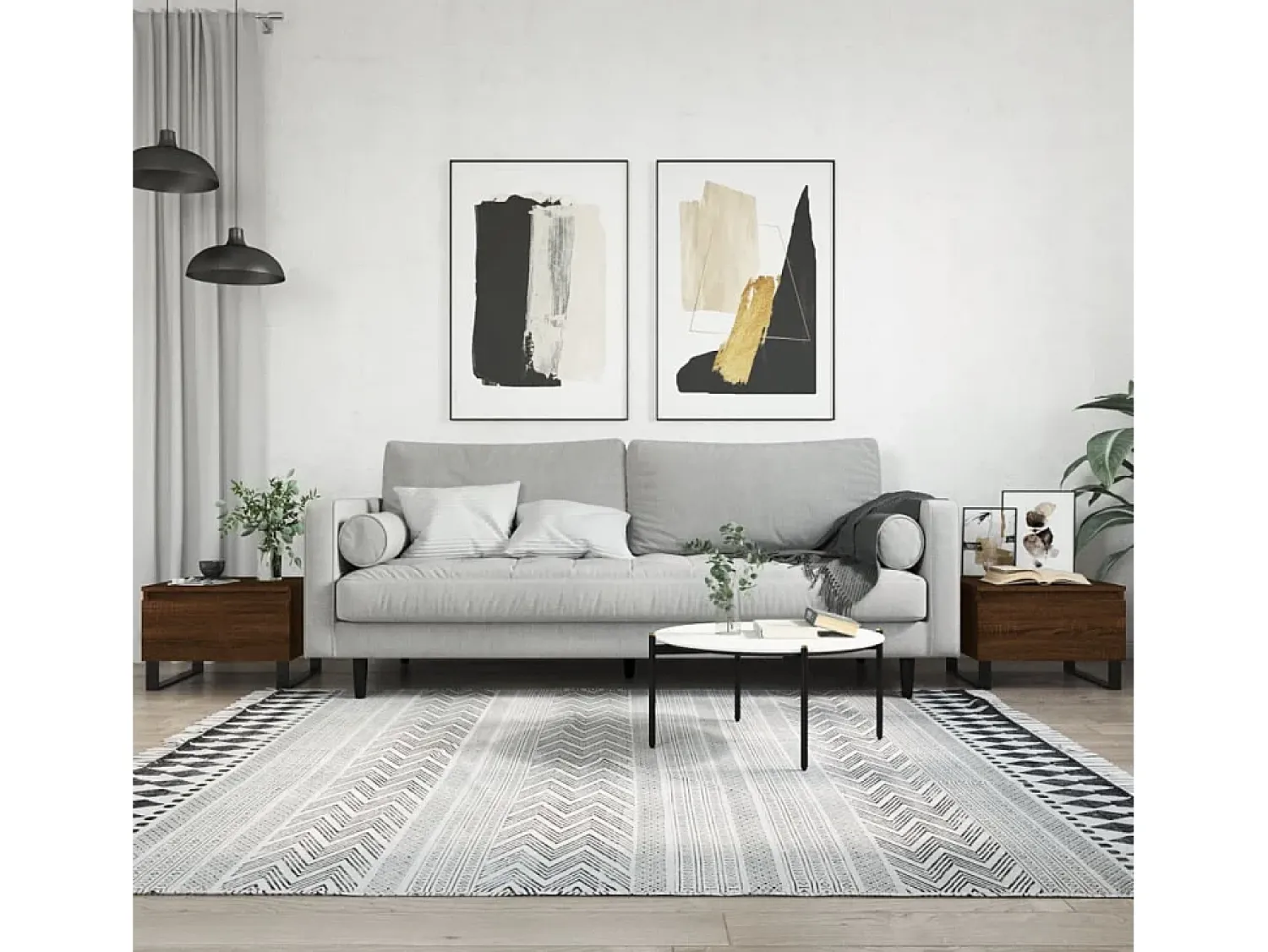Conjunto de 2 Mesas de Centro | Mesa de apoio | Mesa de café 50x46x35 cm deriv. madeira carvalho^ Mesa De Centro
