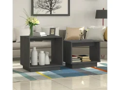 Conjunto de 2 Mesas de Centro Baixas | Mesa de apoio pinho maciço cinza^ Mesa De Centro