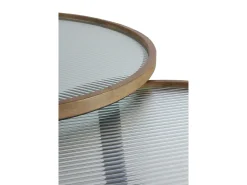 Mesa De Centro* Conjunto de 2 mesas de centro redondas com vidro Castanho