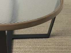Mesa De Centro* Conjunto de 2 mesas de centro redondas com vidro Castanho