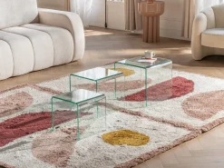 New Vente-unique Conjunto de 3 mesas de centro de encaixar MINKA - Vidro temperado Transparente