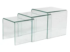 New Vente-unique Conjunto de 3 mesas de centro de encaixar MINKA - Vidro temperado Transparente