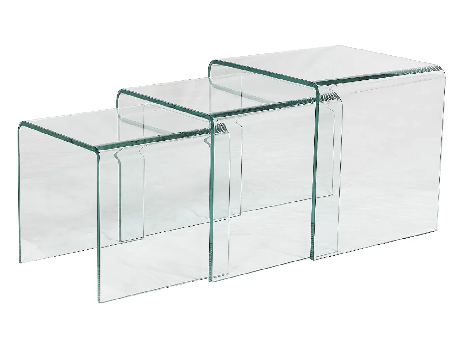New Vente-unique Conjunto de 3 mesas de centro de encaixar MINKA - Vidro temperado Transparente