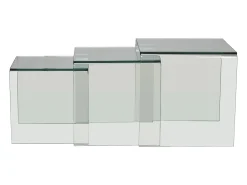 New Vente-unique Conjunto de 3 mesas de centro de encaixar MINKA - Vidro temperado Transparente