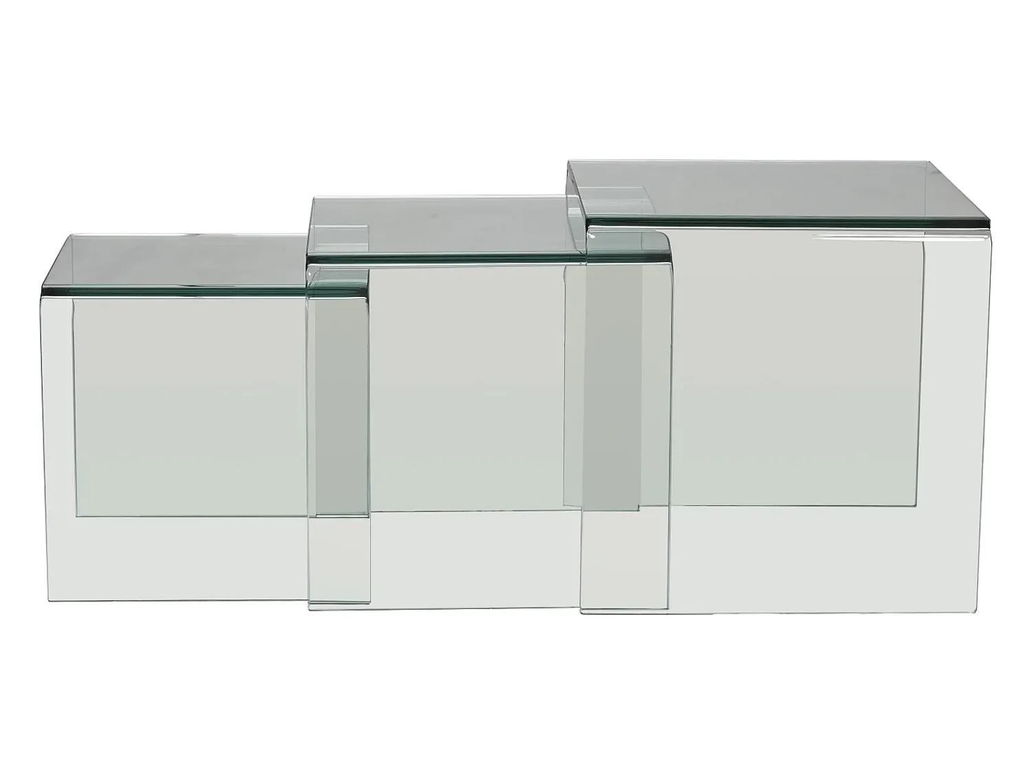 New Vente-unique Conjunto de 3 mesas de centro de encaixar MINKA - Vidro temperado Transparente