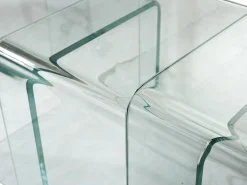 New Vente-unique Conjunto de 3 mesas de centro de encaixar MINKA - Vidro temperado Transparente