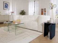 New Vente-unique Conjunto de 3 mesas de centro de encaixar MINKA - Vidro temperado Transparente