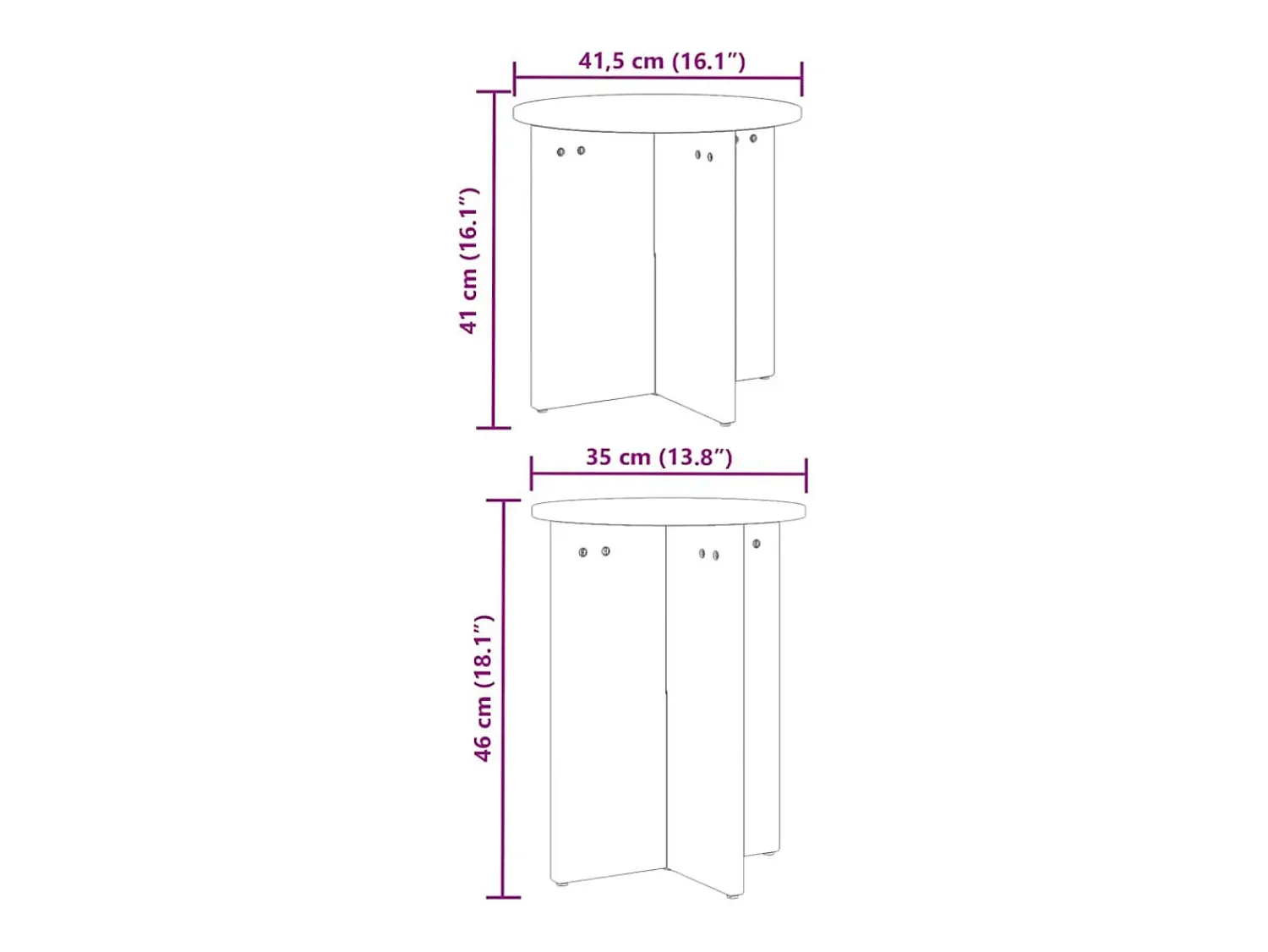 Online Conjunto de 2 Mesas de Centro | Mesa de apoio Natural 41.5x41.5x41 cm Castanho