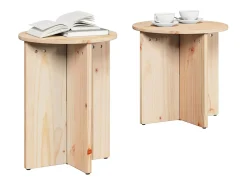 Online Conjunto de 2 Mesas de Centro | Mesa de apoio Natural 41.5x41.5x41 cm Castanho