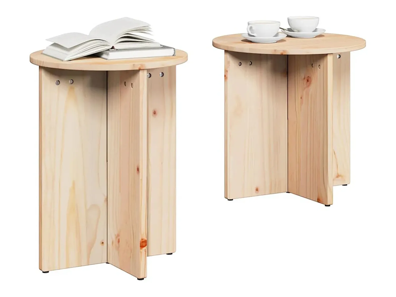 Online Conjunto de 2 Mesas de Centro | Mesa de apoio Natural 41.5x41.5x41 cm Castanho