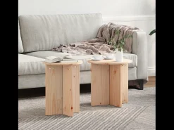 Online Conjunto de 2 Mesas de Centro | Mesa de apoio Natural 41.5x41.5x41 cm Castanho
