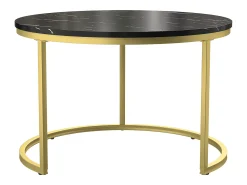 New Conjunto de 2 mesas de centro redondas empilháveis com espaço de armazenamento, estrutura metálica, 70/45 cm, pretas Preto