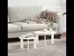 Mesa De Centro| Conjunto de 2 Mesas de Centro | Mesa de apoio 47.5x47.5x27 cm Branco