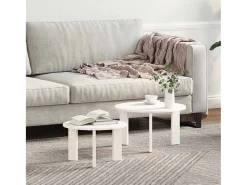 Mesa De Centro| Conjunto de 2 Mesas de Centro | Mesa de apoio 47.5x47.5x27 cm Branco