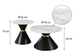 Mesa De Centro|Habitat et jardin Conjunto de 2 mesas de centro em cerâmica encaixáveis" Lua" - 70 x 70 x 42 cm - Cinza/ Branco