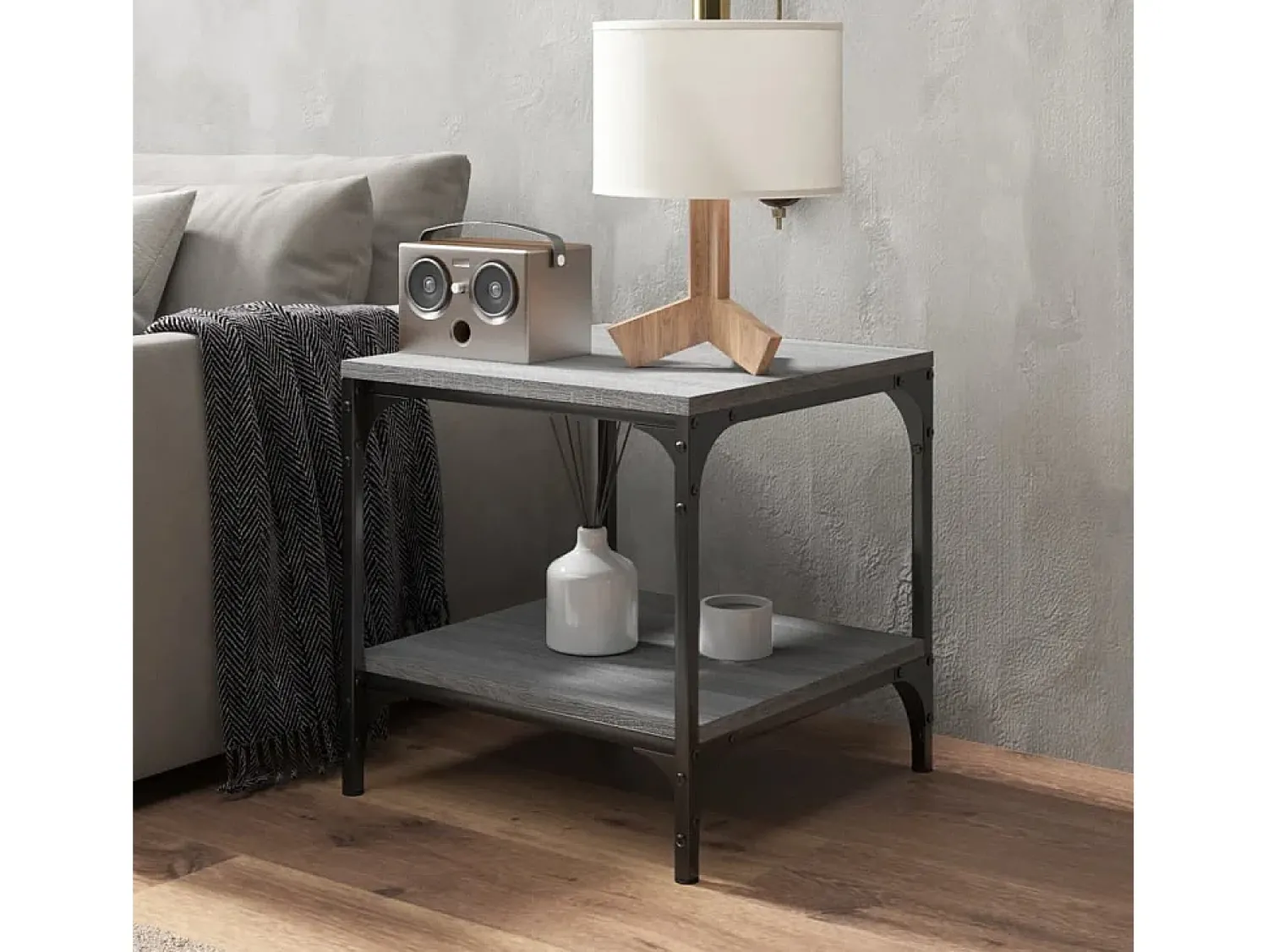 Mesa De Centro| Conjunto de 2 Mesas de Centro | Mesa de apoio | Mesa de café 40x40x40 cm derivados madeira cinza sonoma Cinzento