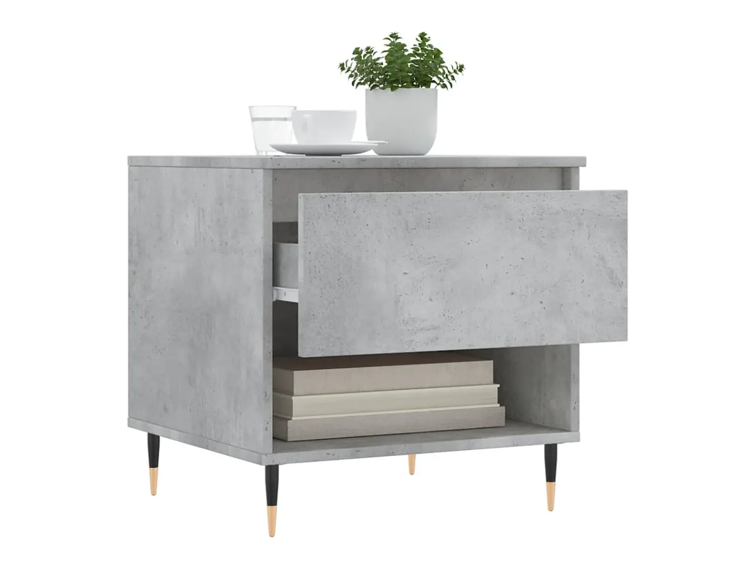 Conjunto de 2 Mesas de Centro | Mesa de apoio | Mesa de café 50x46x50 cm deriv. madeira cinza-cimento^ Mesa De Centro