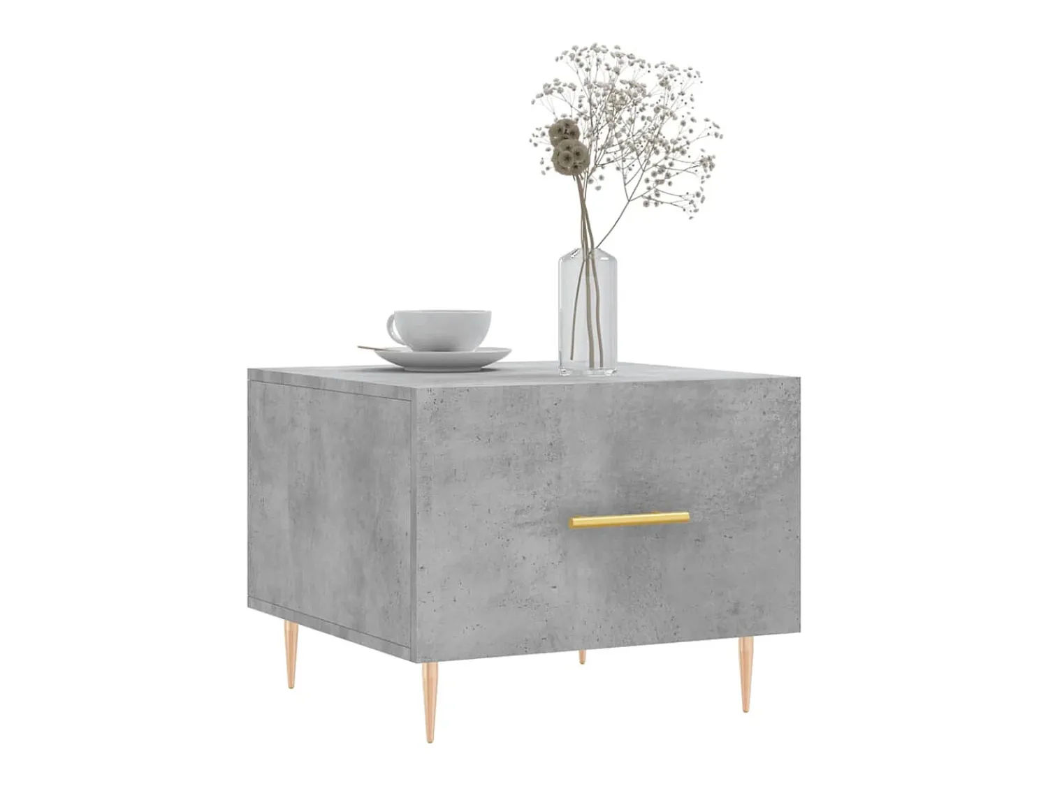 Conjunto de 2 Mesas de Centro | Mesa de apoio | Mesa de café 50x50x40 cm madeira processada cinza cimento^ Mesa De Centro