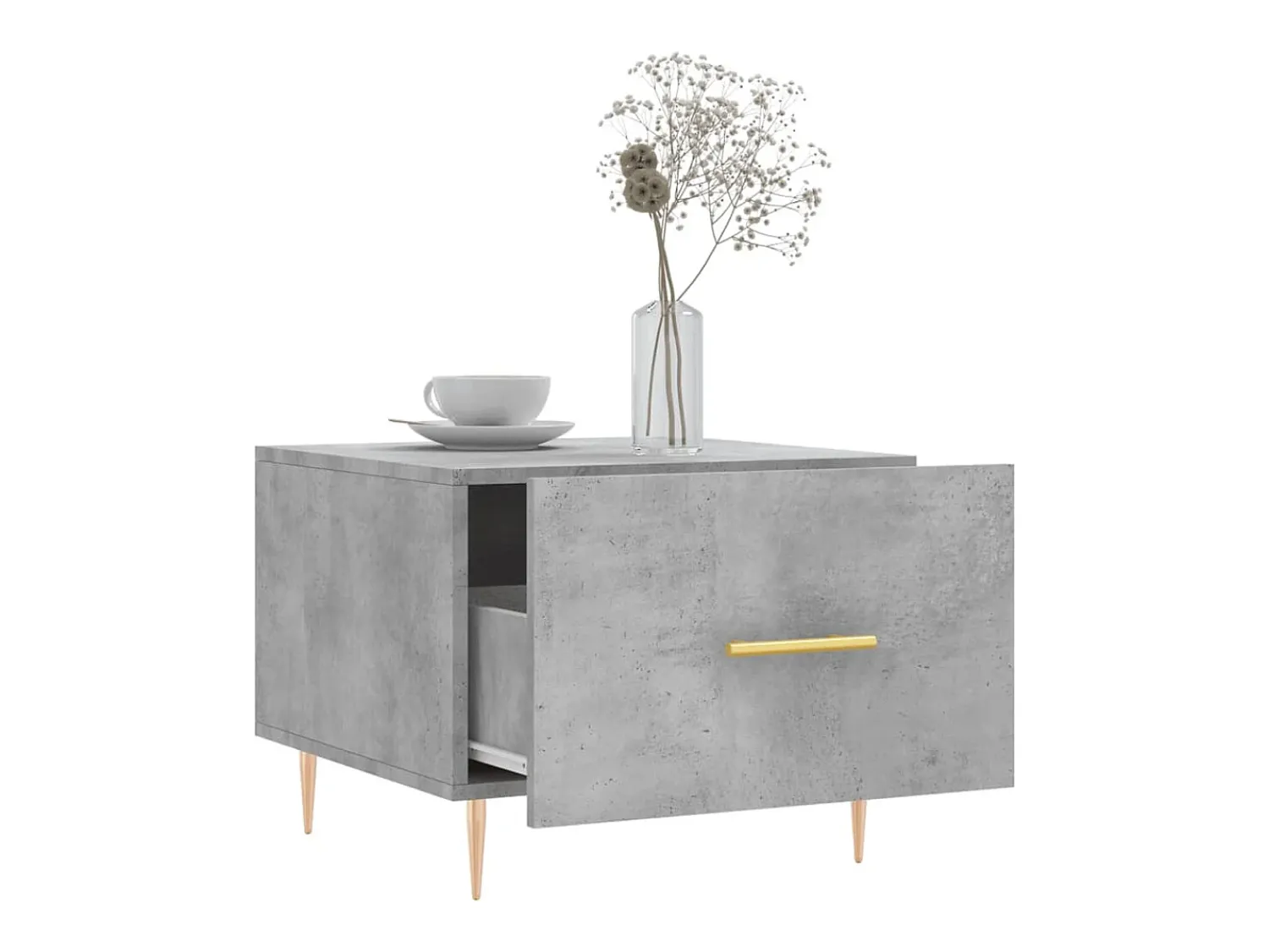 Conjunto de 2 Mesas de Centro | Mesa de apoio | Mesa de café 50x50x40 cm madeira processada cinza cimento^ Mesa De Centro
