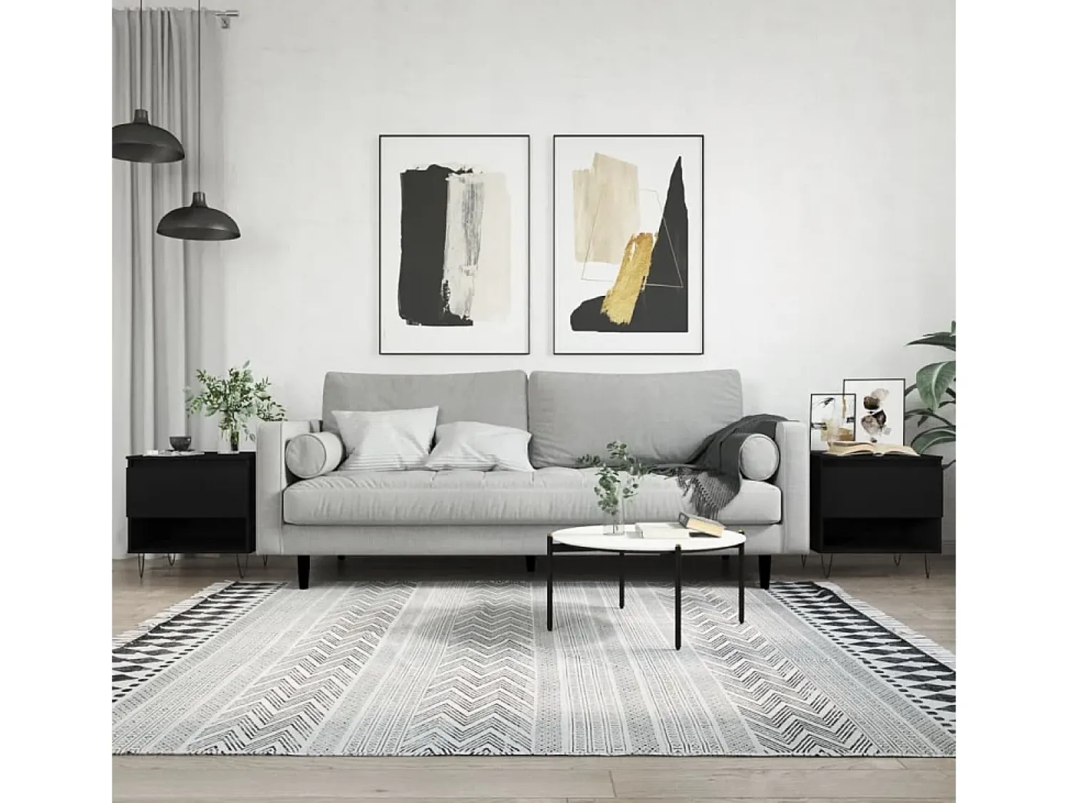 Best Conjunto de 2 Mesas de Centro | Mesa de apoio | Mesa de café 50x46x50 cm derivados de madeira Preto