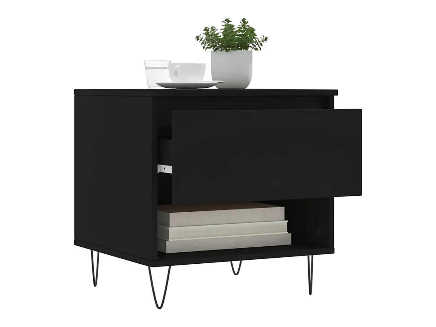 Best Conjunto de 2 Mesas de Centro | Mesa de apoio | Mesa de café 50x46x50 cm derivados de madeira Preto