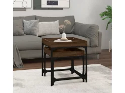 Mesa De Centro* Conjunto de 2 Mesas de Centro | Mesa de apoio | Mesa de café derivados de madeira carvalho Castanho