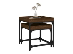 Mesa De Centro* Conjunto de 2 Mesas de Centro | Mesa de apoio | Mesa de café derivados de madeira carvalho Castanho