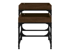 Mesa De Centro* Conjunto de 2 Mesas de Centro | Mesa de apoio | Mesa de café derivados de madeira carvalho Castanho