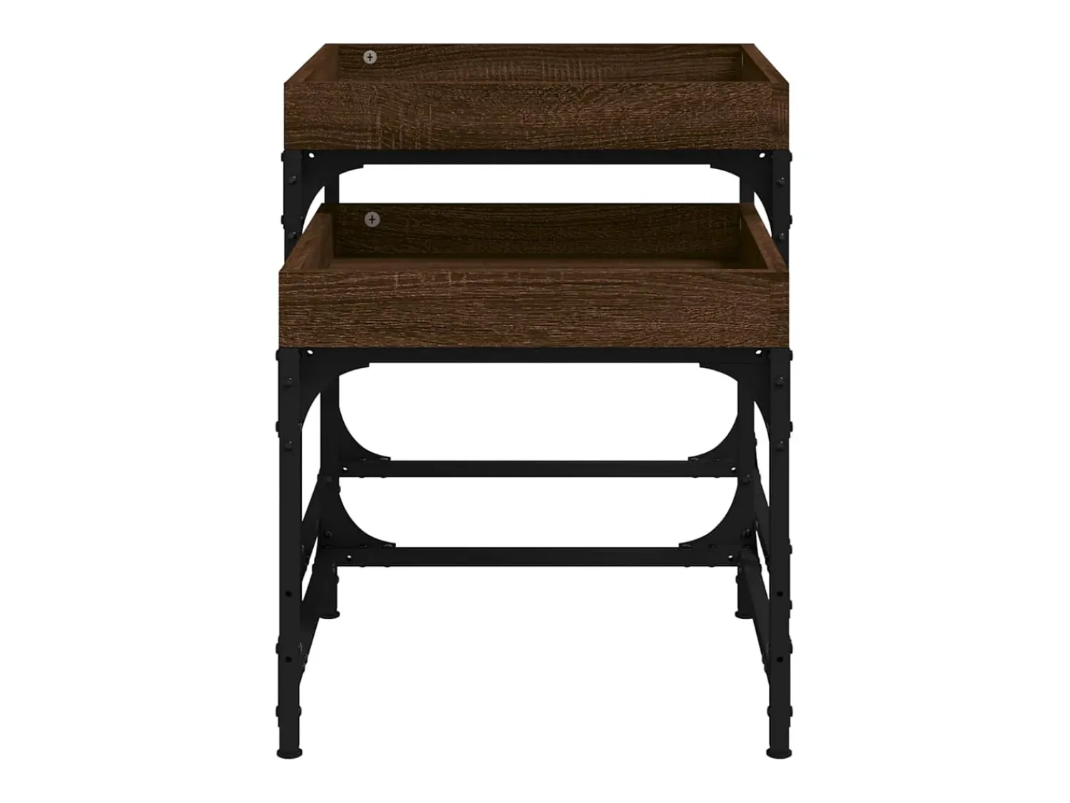Mesa De Centro* Conjunto de 2 Mesas de Centro | Mesa de apoio | Mesa de café derivados de madeira carvalho Castanho