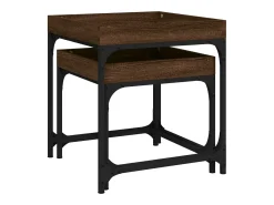 Mesa De Centro* Conjunto de 2 Mesas de Centro | Mesa de apoio | Mesa de café derivados de madeira carvalho Castanho