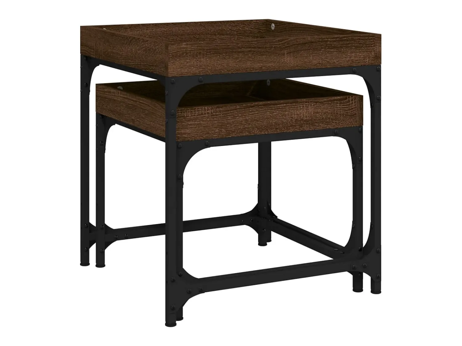 Mesa De Centro* Conjunto de 2 Mesas de Centro | Mesa de apoio | Mesa de café derivados de madeira carvalho Castanho