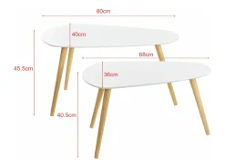 Helloshop26 Conjunto de 2 mesas de centro de tamanhos diferentes design para sala de estar MDF pinho 45,5 x 80 x 40 cm e 40,5 x 68 x 36 cm fosco 03_0005777^ Mesa De Centro