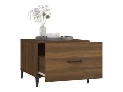 Best Conjunto de 2 Mesas de Centro | Mesa de apoio com pernas de metal 50x50x40 cm Castanho