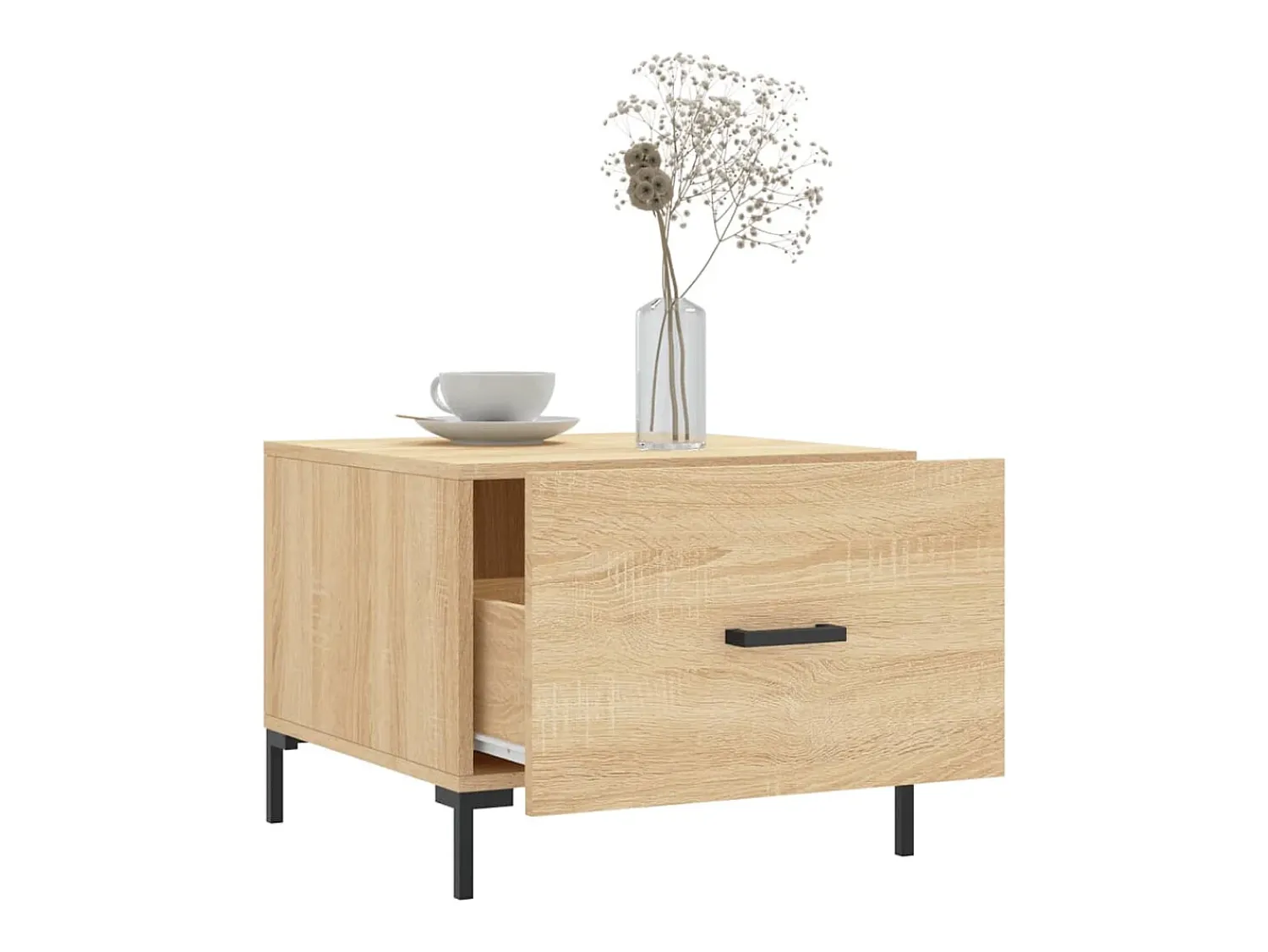 New Conjunto de 2 Mesas de Centro | Mesa de apoio | Mesa de café 50x50x40cm deriv. madeira carvalho sonoma Castanho