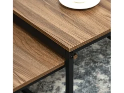 Clearance Conjunto de 2 mesas de centro encaixáveis 60/54, design industrial, empilháveis, para sala de estar, quarto, cor natural. Natural claro