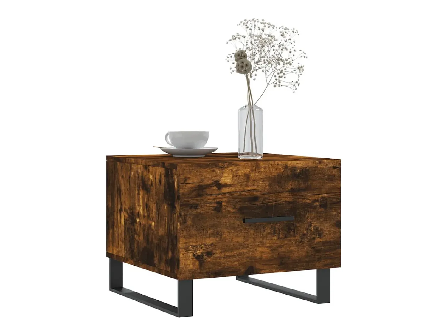 Conjunto de 2 Mesas de Centro | Mesa de apoio | Mesa de café 50x50x40 cm madeira processada cor fumado^ Mesa De Centro