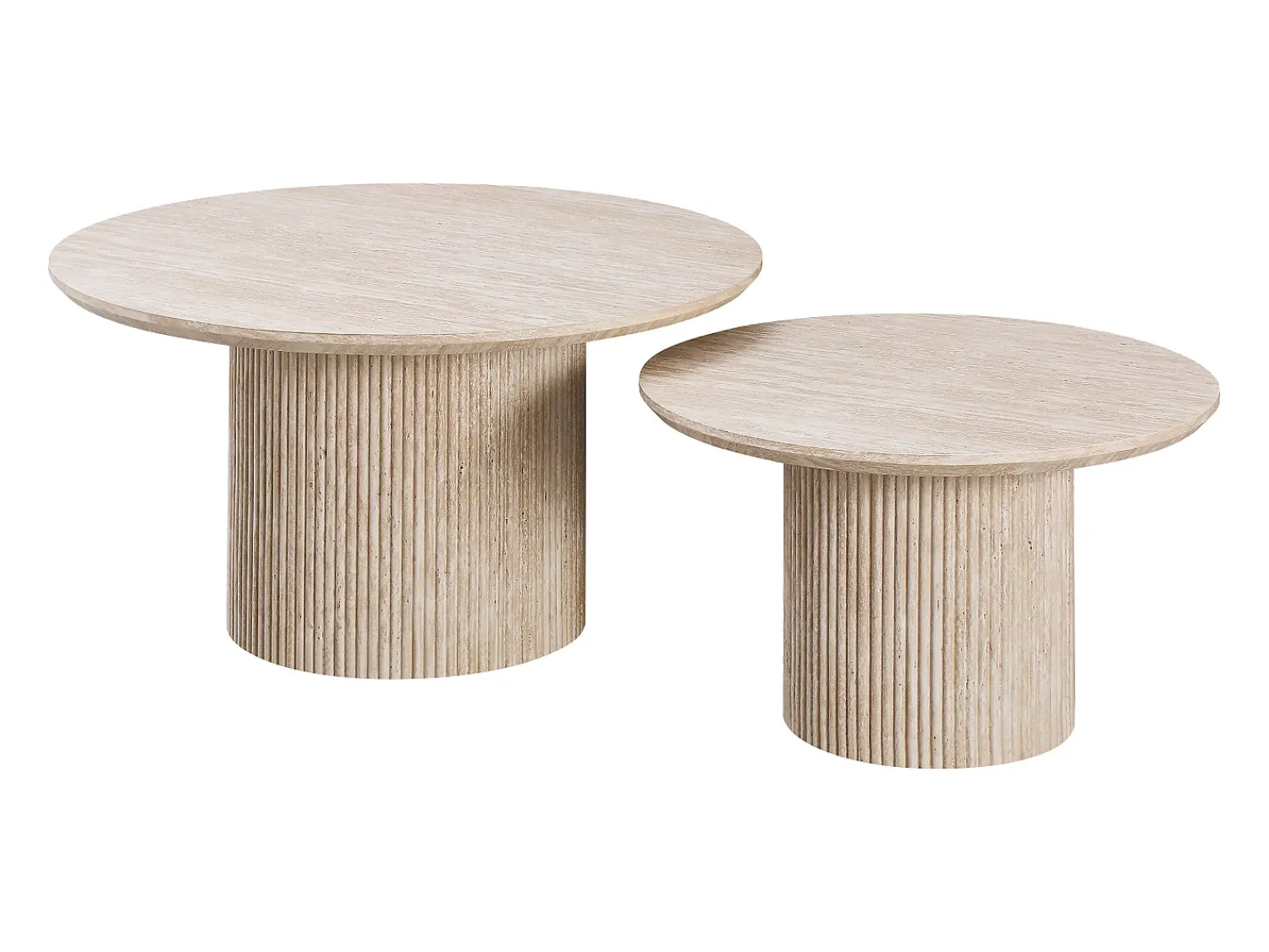 Mesa De Centro* Conjunto de 2 mesas de centro - Efeito travertino - ESME Bege