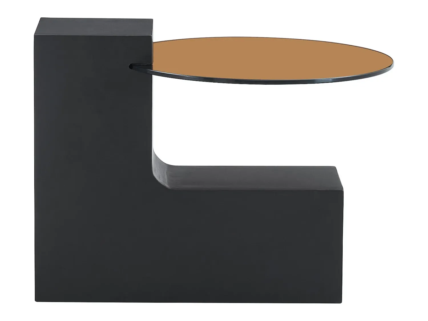 Mesa De Centro|Hauss Spole Conjunto de 2 mesas de centro - Mesas redondas com acabamento em madeira - Madeira MDF + vidro - Cor: madeira e preto Natural claro