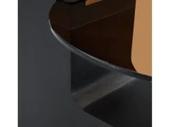 Mesa De Centro|Hauss Spole Conjunto de 2 mesas de centro - Mesas redondas com acabamento em madeira - Madeira MDF + vidro - Cor: madeira e preto Natural claro