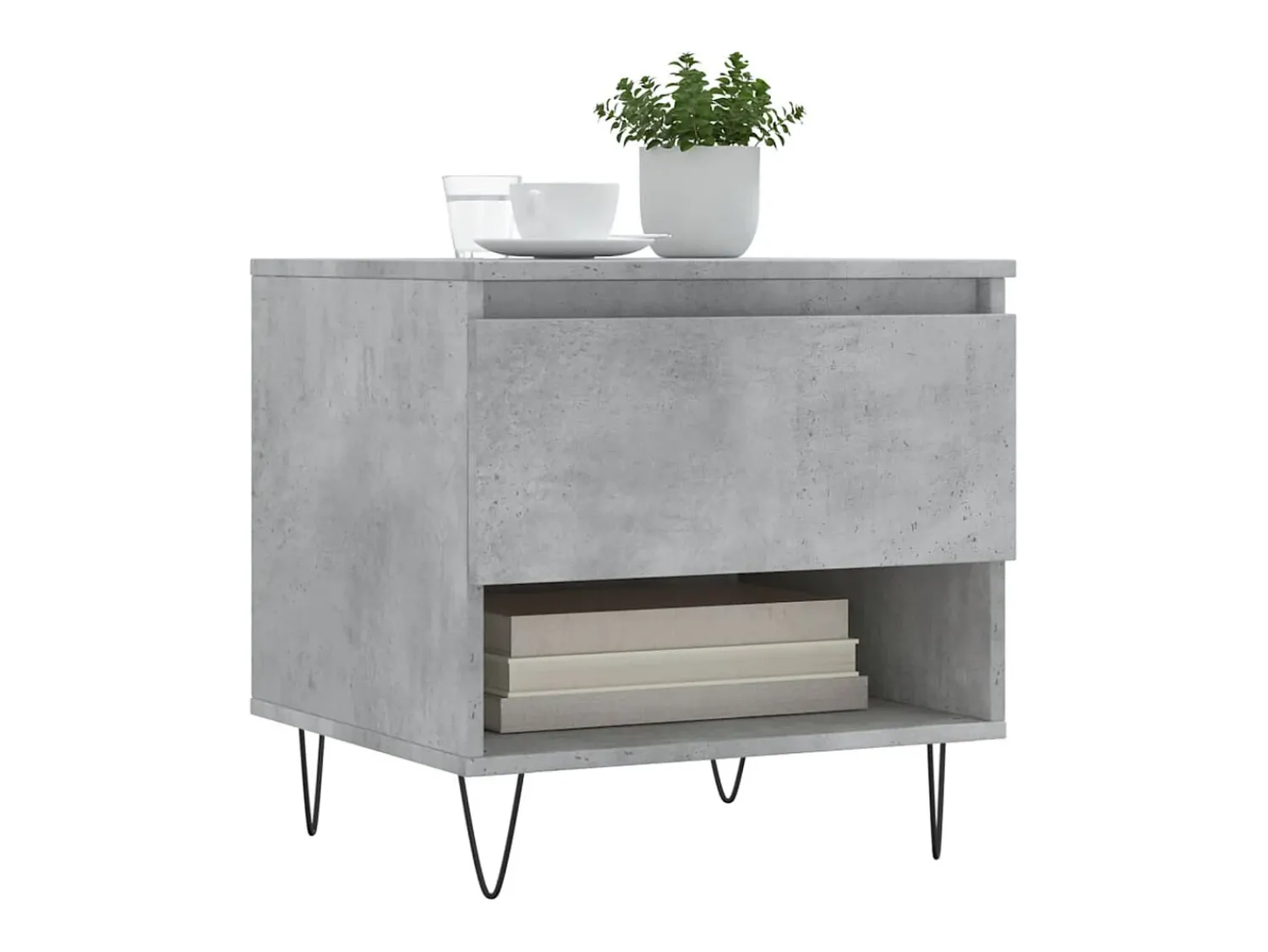 Conjunto de 2 Mesas de Centro | Mesa de apoio | Mesa de café 50x46x50 cm deriv. madeira cinza-cimento^ Mesa De Centro