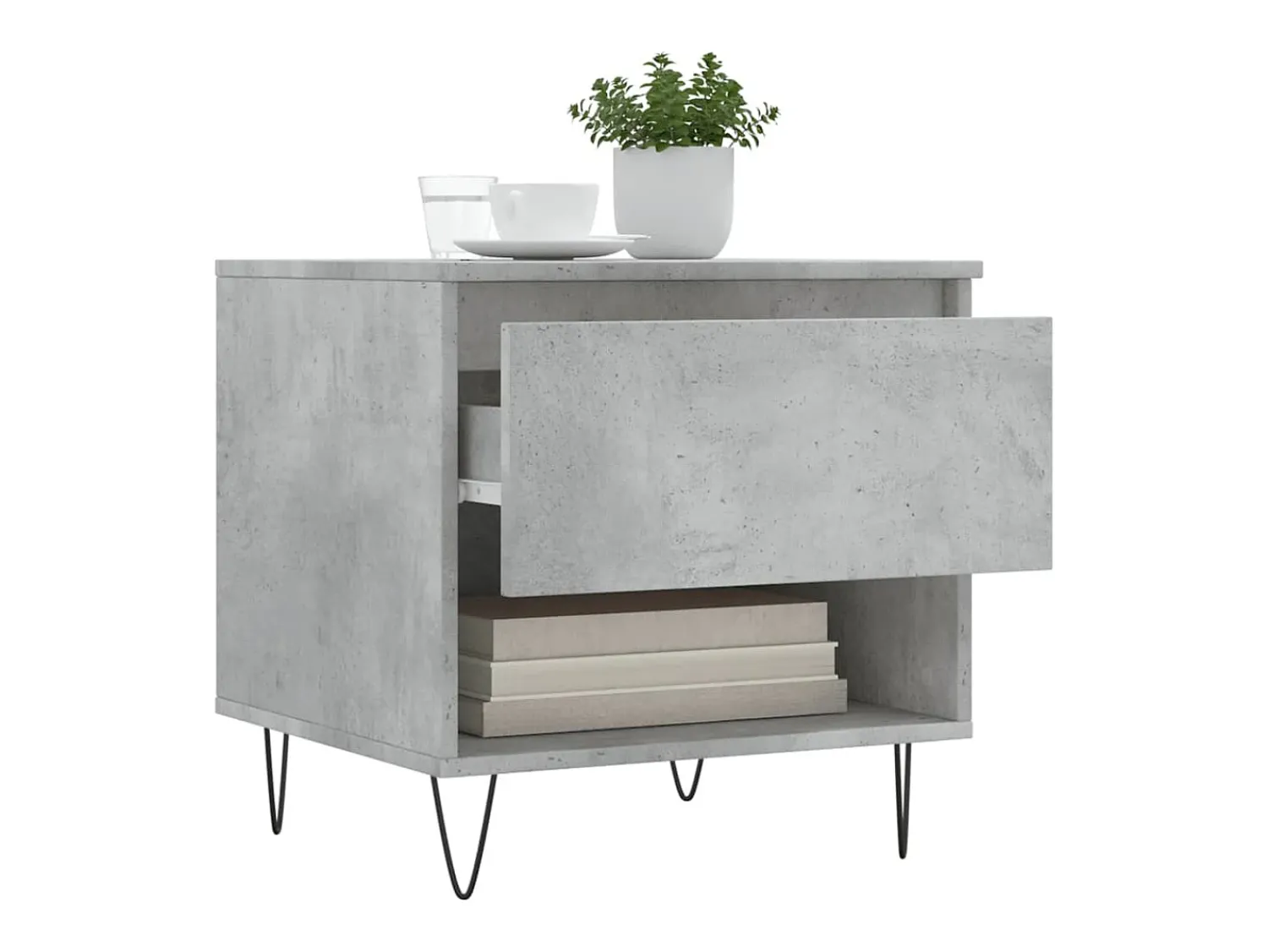 Conjunto de 2 Mesas de Centro | Mesa de apoio | Mesa de café 50x46x50 cm deriv. madeira cinza-cimento^ Mesa De Centro