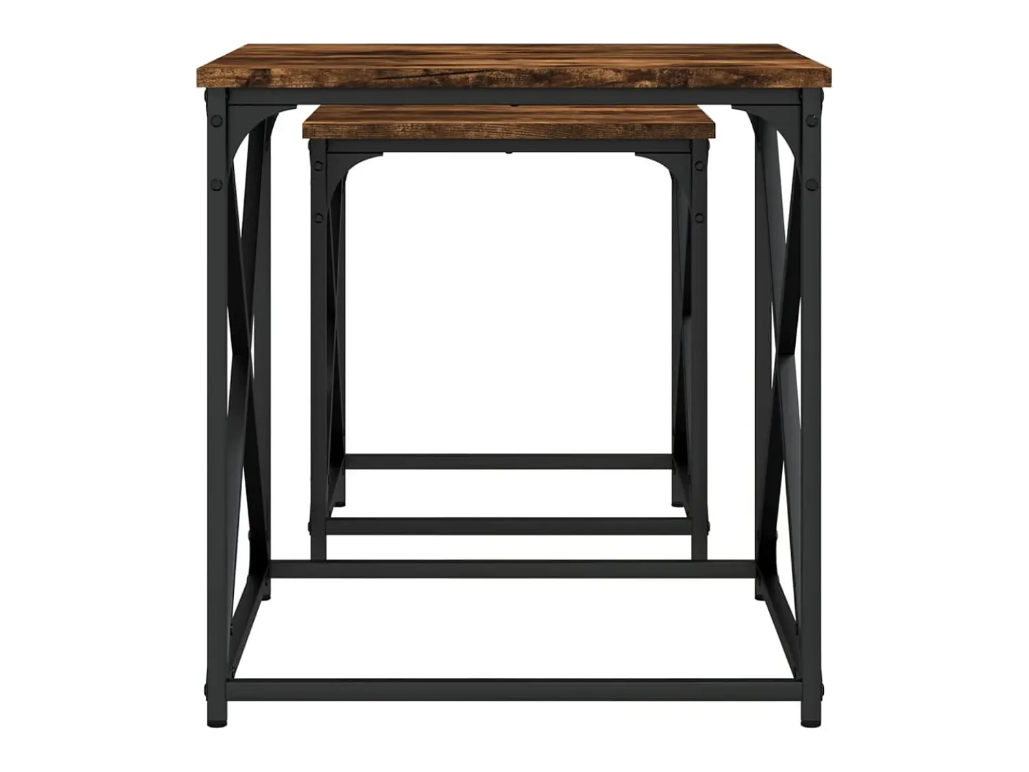 Mesa De Centro* Conjunto de 2 Mesas de Centro Baixas | Mesa de apoio deriv. madeira carvalho fumado Castanho