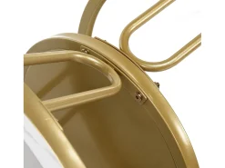 New Conjunto de 2 mesas de centro encaixáveis, mesa redonda, tampo em mármore, perna em ferro em forma de U, D70x45+P45x40cm Dourado